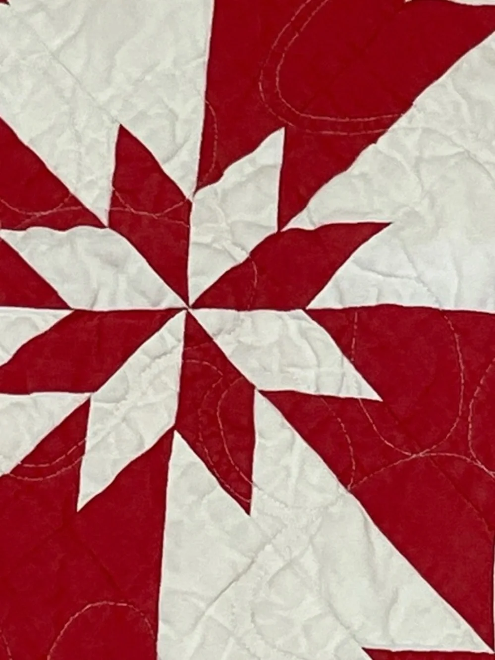 Classic Red and White Star Patchwork w/ Quilt Dog Theme Heavy Cotton  51